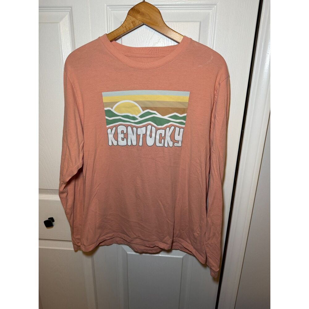 Home Free Kentucky Graphic Long Sleeve T-Shirt Coral Size Large